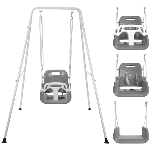 Image of Taleco Gear Toddler Swing, 3-in-1 Swing Sets for Backyard, Baby Swing Outdoor/Indoor, Toddler Swing Set Suitable for Children 6 Months and Older (Black)