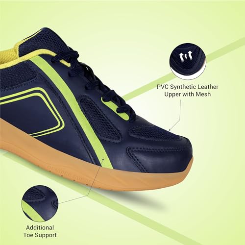 Aivin Booster Court Badminton Shoe |Non Marking Badminton Shoe | Lightweight & Durable Badminton Shoe | Also Perfect for Squash, Table Tennis, Volleyball, Basketball & Indoor Sports For Men & Women (Navy/Yellow, UK Footwear Size System, Adult, Men, Numeric, Medium, 8) 3 41YxqdJh HL