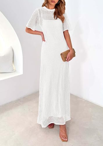 Image of PRETTYGARDEN Womens Eyelet Crochet Maxi 2 Piece Dress Sets
