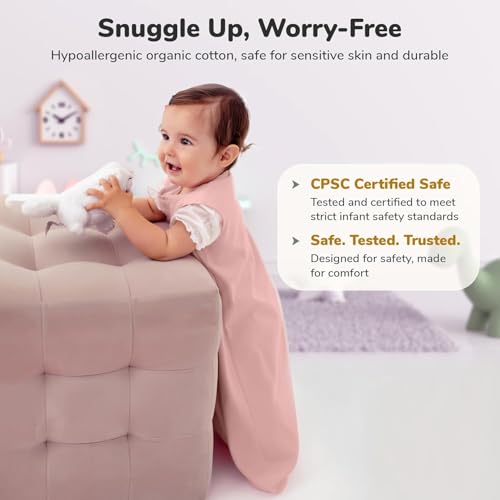 Image of Mama Cheetah Baby Sleep Sack 0.5 TOG, 100% Organic Cotton Baby Wearable Blanket with Two-Way Zipper, Swaddle Transition Sleeping Bag for Newborn Infant Girl, 0-6 Months