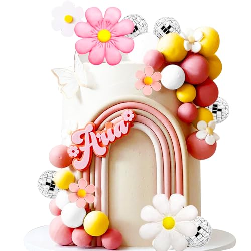 JeVenis groovy cake toppers boho hippie daisy flower cake decoration décorations d'anniversaire de fille boho groovy party supplies JeVenis groovy cake toppers boho hippie daisy flower cake decoration décorations d'anniversaire de fille boho groovy party supplies