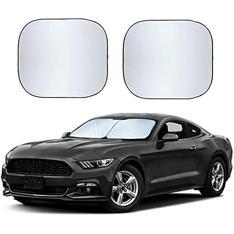 EcoNour 2-Piece Car Windshield Sun Shade | Medium (71 x 78.5 cm) Durable 240T Polyester Sun Shield for Front Window Blocks UV Rays | Foldable Automotive Interior Accessories for Sun Protection Cover