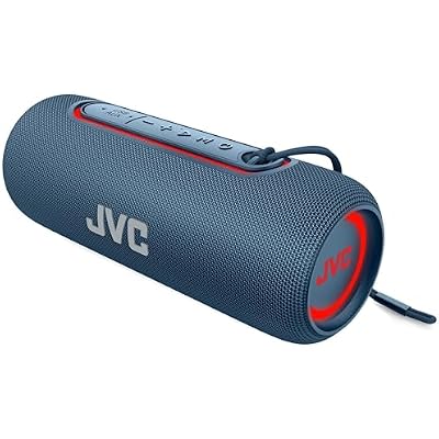 JVC Illuminated Portable Wireless Speaker with 20W max outputs, Dynamic Sound, Bluetooth 5.0, TWS Capability, USB-C, IPX5, AUX in, up to 5-Hour Battery Life - SPPA5BTA (Blue)
