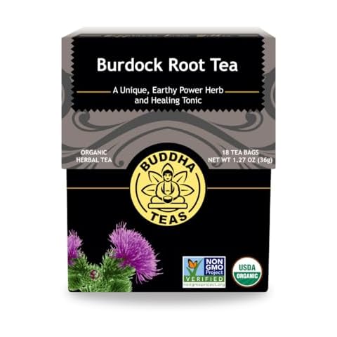 Buddha Teas - Burdock Root - Organic Herbal Tea - For Health & Wellbeing - With Antioxidants, Minerals & Vitamin C - Caffeine Free - 100% Kosher & Non-GMO - 18 Tea Bags (Pack of 1) Cover