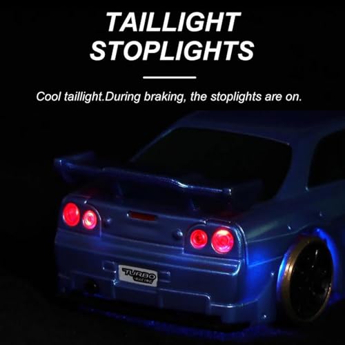 Image of Turbo Racing 1:76 Scale Drift RC Car, Mini Table Racing Model Car with 2.4G Remote Control & Gyro Full Proportional RTR for Adults Hobby Toys Gifts (C64-Blue)