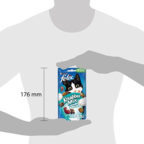 Felix KnabberMix Strandspaß Katzensnack, Knusper-Leckerlie mit Fisch-Geschmack, 8er Pack (8 x 60g)