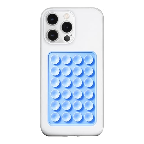 Image of LvShuLiangPin Anteel Silicone Suction Phone Case Mount, Silicon Adhesive Phone Accessory for Smartphones, Hands-Free Mirror Shower Phone Holder for Selfies, Tiktok Videos (Sky Blue)