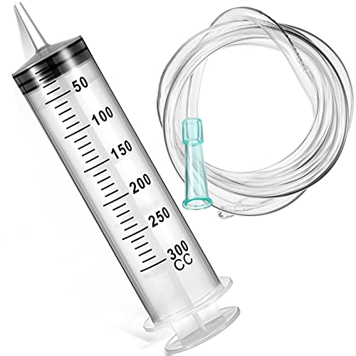 Jeringa Plástica 300 ml con Tubo Jeringa Grande Medición con Tubo Manguera 100 cm (21,6 x 5,5 cm) Cover