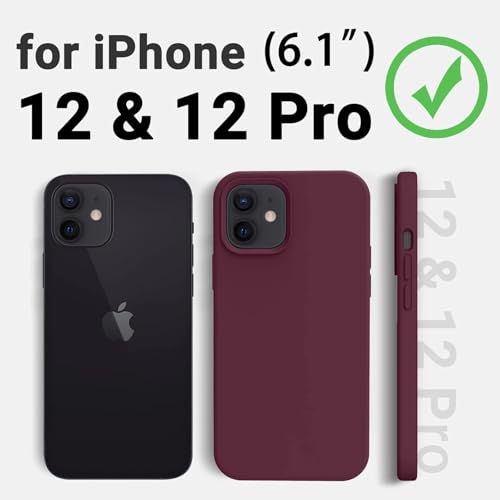 Image of Premium Liquid Silicone Case for iPhone 12 & 12 Pro - Slim Full Body Protective Back Cover with Soft Microfiber Lining, Anti-Slip Grip Scratch Resistant Phone Case(Burgandy)