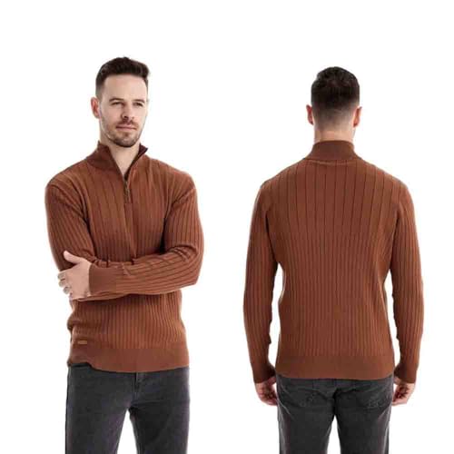 Autumn and Winter Stand up Collar Men's Quarter Zipper Pullover Knitted Sweater, Suter para Hombre4