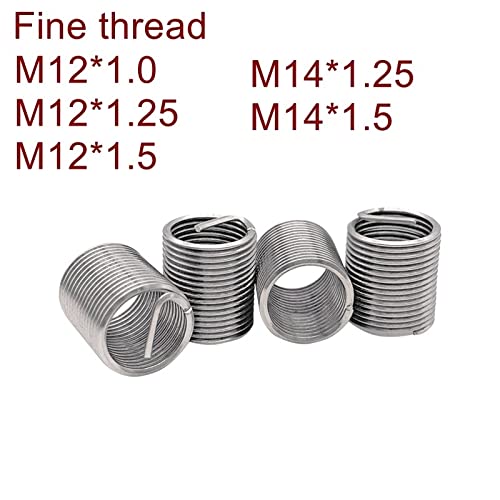 Fine Thread Wire Thread Insert M12*1.0/1.25/1.5 M14*1.25 M14*1.5 Stainless Steel Screw Bushing DIN8140(M12x1.25x1D(20pcs))
