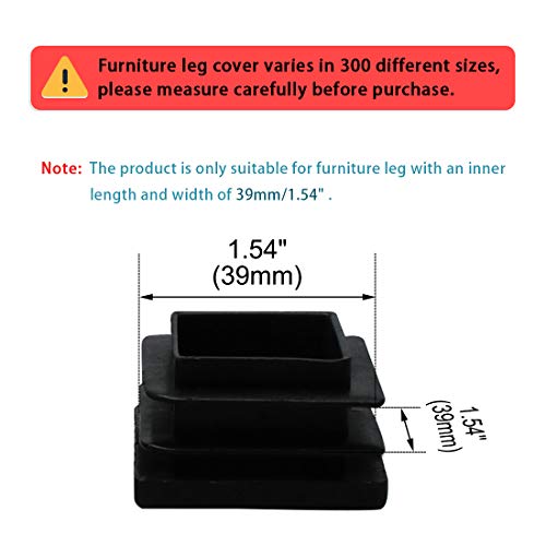 Sourcingmap 4pcs 40 x 40mm Plastic Square Ribbed Tube Inserts Pipe Tubing End Cover Cap Furniture Glide Desk Chair Table Feet Floor Protector - Image 2