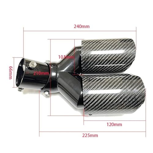 Tuyau d'échappement en carbone double sortie Y 66mm-101mm réglable