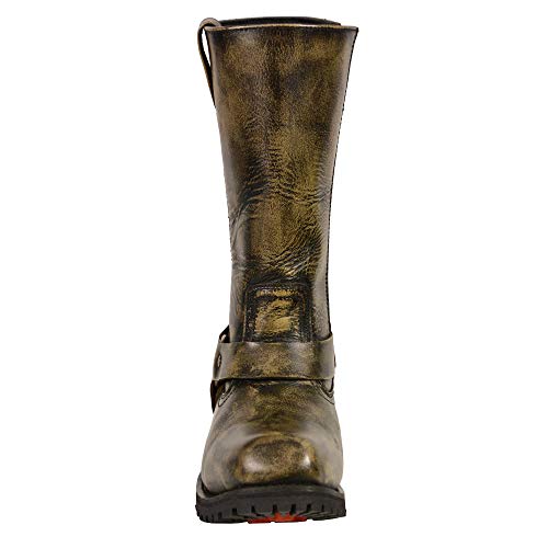 Image of Milwaukee Leather Men's Distressed Gray Leather 11-inch Classic Harness Square Toe Motorcycle Boots MBM9006 | Premium Material, Square Toe, Rider Ready, Durable Everyday Wear