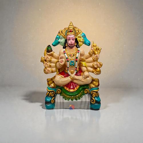 Image of Panchmukhi Hanuman for Door Entrance - Hanuman Murti - Hanuman Idol for Home Decor & Office - Panchmukhi Hanuman - (25 Cm) (Multicolor - 882)
