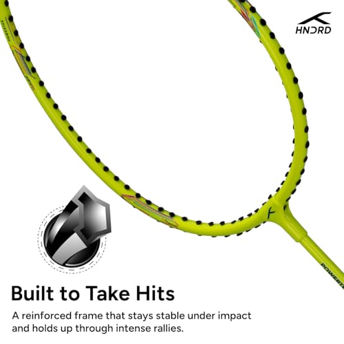 Image of Hundred Powertek 200 Aluminium Badminton Racket Combo, 2 Strung Rackets with 1 Full Cover & 3 Aura Nylon Shuttlecocks, Lightweight Shuttle Bats for Match Play