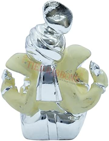 TIED RIBBONS Ganesha Idol for for Home Decor Indian God Lord Ganesh Statue - Silver Plated Ganpati Idol Figurine for Car Dashboard Pooja Mandir Temple Gift Deepavali Festival Decorations
