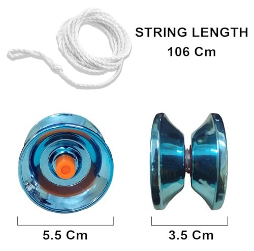 Image of Metallic YoYo Spinner Toy for Kids | Made of Fine Quality High Gloss Metal | with Approx. 1 m Long String | Diameter 5.5 X Height 3.5 CM | - Color As Per Stock (Pack of 1)