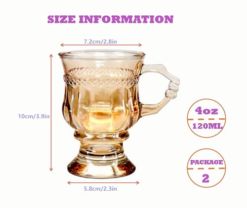 Juego de 2 Mugs Vintage de Vidrio Ámbar 4 oz miniatura 5