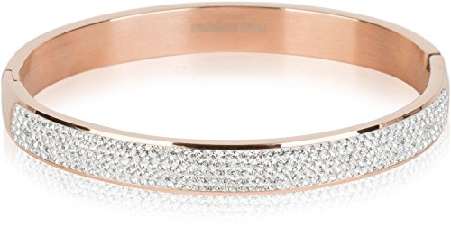 styleBREAKER Bracelet en Acier avec Strass, Bracelet à Clip, Parure, Femme, 05040101, Couleur:Or Rose