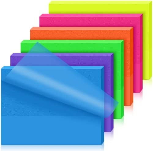 600PCS Transparent Post it Notes, Multiple Sizes Sticky Notes Self-Stick Note, Coloured Translucent Sticky Notes Memo Message Reminder Notes Pads Perfect for School, Office and Home