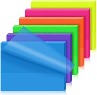 600PCS Transparent Post it Notes, Multiple Sizes Sticky Notes Self-Stick Note, Coloured Translucent Sticky Notes Memo Message Reminder Notes Pads Perfect for School, Office and Home