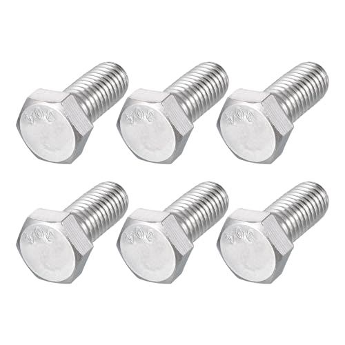 Image of METALLIXITY Hex Head Bolts (1 /2-13 x 1) 6Pcs, 304 Stainless Steel 18-8, Fully Threaded, External Hex Drive, Plain Finish, Hex Head Screw Bolt, Silver