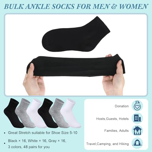 Tarpop 48 Pairs Men Quarter Ankle Socks Moisture Wicking Athletic Crew Casual Sports Socks Bulk for Homeless2