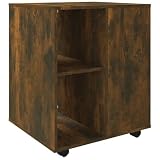 LMTYOENFG Rollschrank Räuchereiche 60x53x72 cm - Mobiler Rollcontainer aus Holzwerkstoff für Schreibtisch und Büro, Flexibler Druckerschrank und Beistellschrank mit Rollen