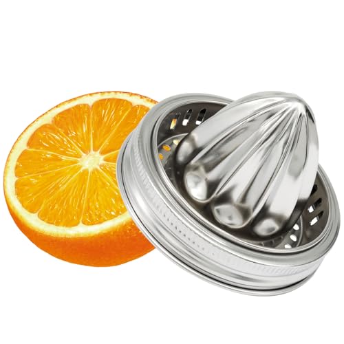 Image of OSVJE 1 Pack Stainless Steel Juicer Lid, Easy Use Hand Juicer Lid 304 Stainless Steel Citrus Reamer, Manual Citrus for 3.38 Inch Wide Mouth Mason Jar/Cooking Enthusiasts