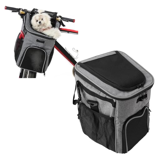 Cestino per Cani per Bici, Zaino per Trasportini per Animali Domestici e Seggiolino per Auto per Cuccioli per Escursionismo, Ciclismo, Campeggio Monopattino Morbido, Espandibile