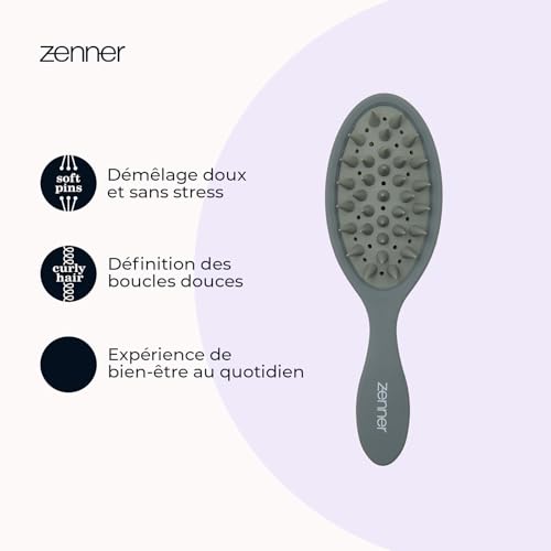 Zenner Curling Brush - Hair Brush for Gentle Detangling & Effective Head Massage - For Wavy & Curly Hair