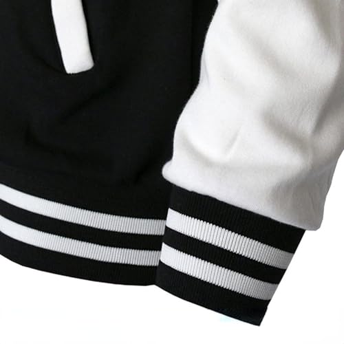 Image of Mowbeat Women Baseball Jacket Varsity Uniform Unisex Adult Long Sleeve Casual Loose Cardigan Men's Track Jacket