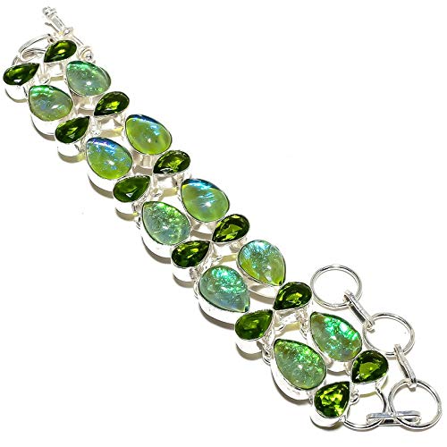 Bracelet fait main en opale jaune et améthyste, cadeau idéal pour femme