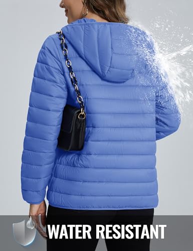 TACVASEN Women's Lightweight Puffer Jacket with Hood Pockets Quilted Padded Full-zip Winter Coat4
