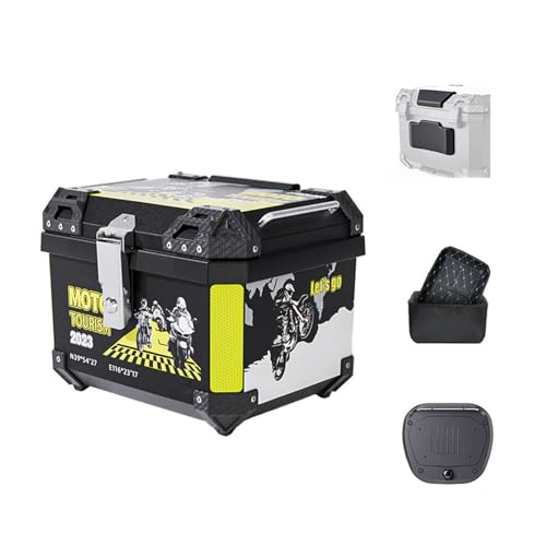 リアボックス バイク バイク用リアボックス バイク トップケース リアボックス ABS素材 大容量 防水防塵 耐摩耗性と耐落下性 ダブルバックルデザイン 耐震減圧 トップケース バイク 快適な背もたれ 色褪せしにくい 各車種に適用 (Color : ホワイ