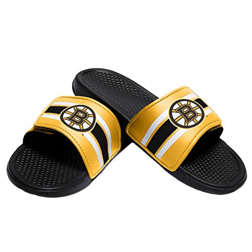 FOCO Boston Bruins NHL Mens Stripe Legacy Sport Slide - M