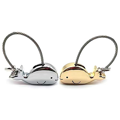 Preisvergleich Produktbild hellomagic 1 Paar Liebhaber Schlüsselanhänger, Abnehmbar SchlüsselanhängerWalForm Personalisiert Design, Geschenk für Valentines Weihnachten Freundin(Hellgold)