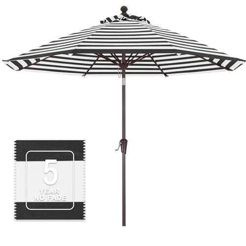 Image of MASTERCANOPY 9ft Olefin 5-Year-Non-Fading Patio Umbrella Black & White