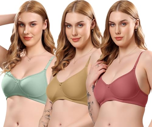 Image of London Hills Regular Bra for Women Everyday Non Padded Wire Free Mid Coverage Cotton Blend