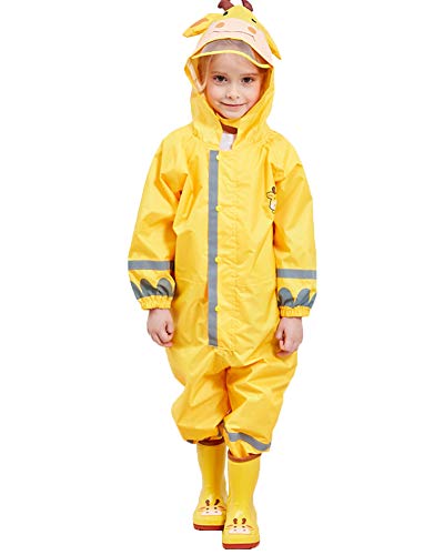 Suncaya Chubasquero Impermeable con Capucha Niño Traje de Lluvia Plegable Dibujo Amimado Yellow L