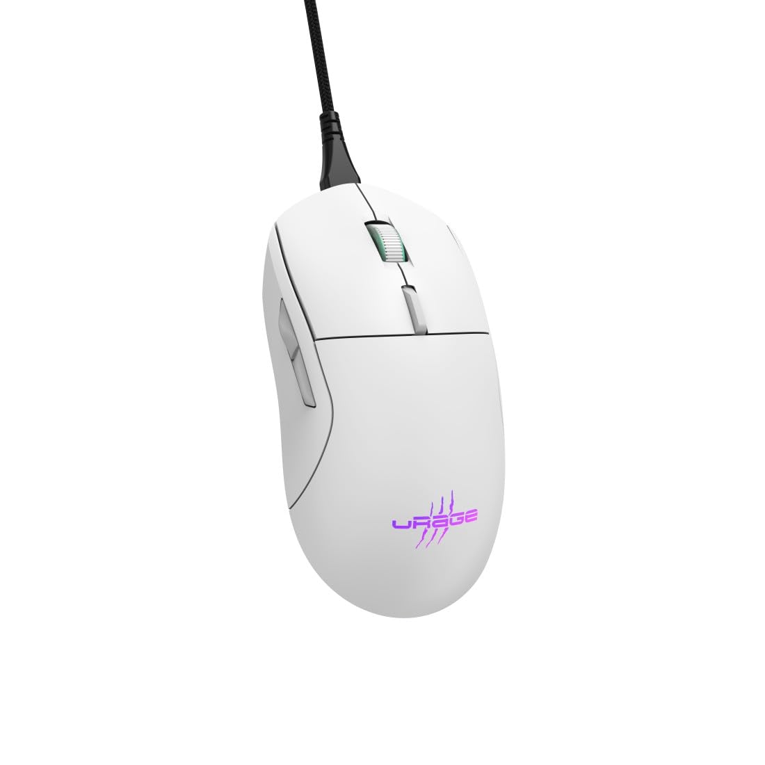 uRage Reaper 250 Wired Gaming Mouse (Rainbow LED, Ultra Light, Right-Handed, 6 Programmable Buttons, 6200 dpi, Optical Sensor, Software, Removable Cable) White