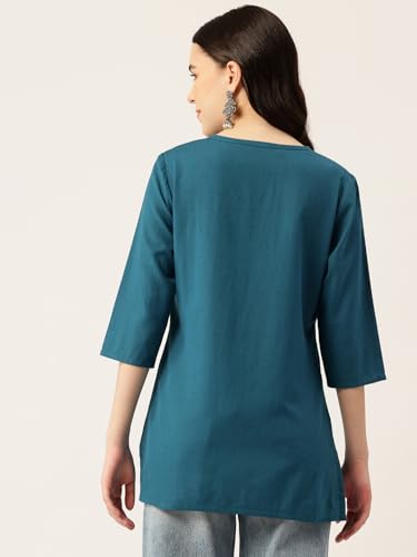 Image of Elegant Short Kurti for Women - 3 /4 Sleeves | Round Neck | (S to XXL)
