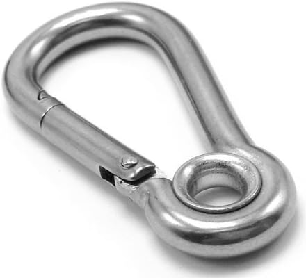 Marine Part Depot Stainless Steel Carabiner Spring Snap Link with Ring 4"