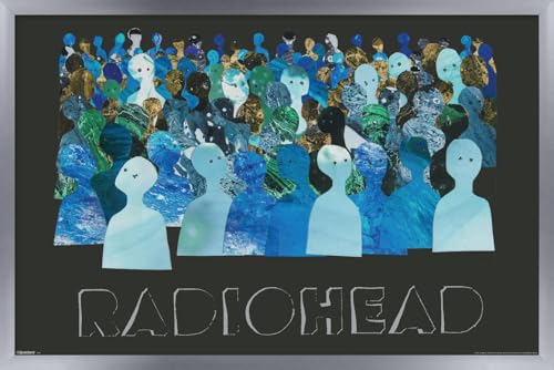Radiohead - Blue Crowd Silhouettes Wall Poster, 22.4L" x 14.7W", Silver Framed Version