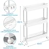 SPACEKEEPER-Carro-de-Almacenamiento-de-3-Niveles-Delgado-movil-Organizador-de-estantes-deslizable-rodante-utilitario-Estante-de-Cocina-bano-lavanderia-Oficina-Lugares-Estrechos-Blanco