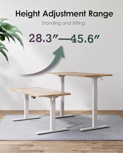 TIQLAB Height Adjustable Electric Standing Desk, 40 x 24 inch, Sit Stand Up Desk, Splice Board, Computer Home Office Desk, Maple Top