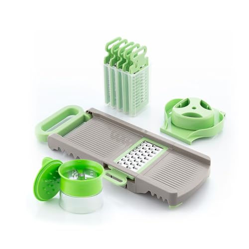 InnovaGoods® Mandolina de cocina manual + Mandolina rallador plegable 6 en 1, ralla y corta todo tipo de alimentos de forma rápida, espiralizador de verduras, Ideal para calabacín, patatas, pepino.