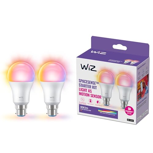 WiZ Smart Bulb, B22 Colour, Dimmable, Smart LED Connected WiFi Works with Alexa, Google Assistant & HomeKit