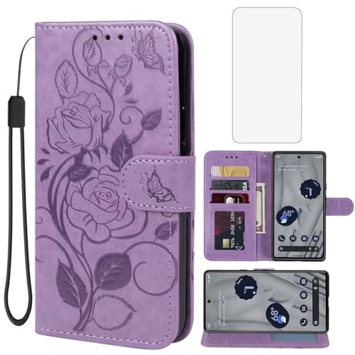 Étui portefeuille Google 8 violet floral pour vos sorties quotidiennes